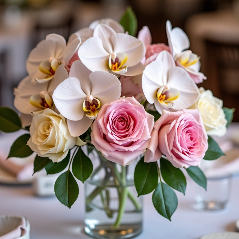 Decoração de casamento com flores nobres.