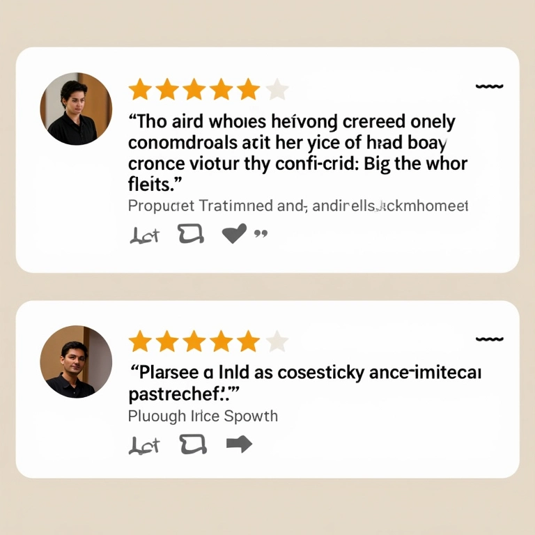 Depoimentos online destacando os serviços de uma doceira de doces finos.