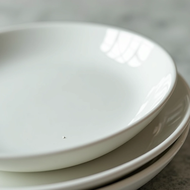 Detalhe de louças de porcelana de alta qualidade para aluguel.