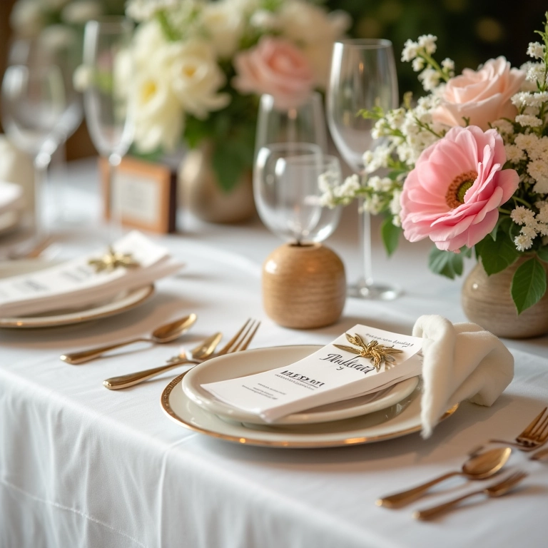 Detalhes cuidadosamente arranjados em um evento.