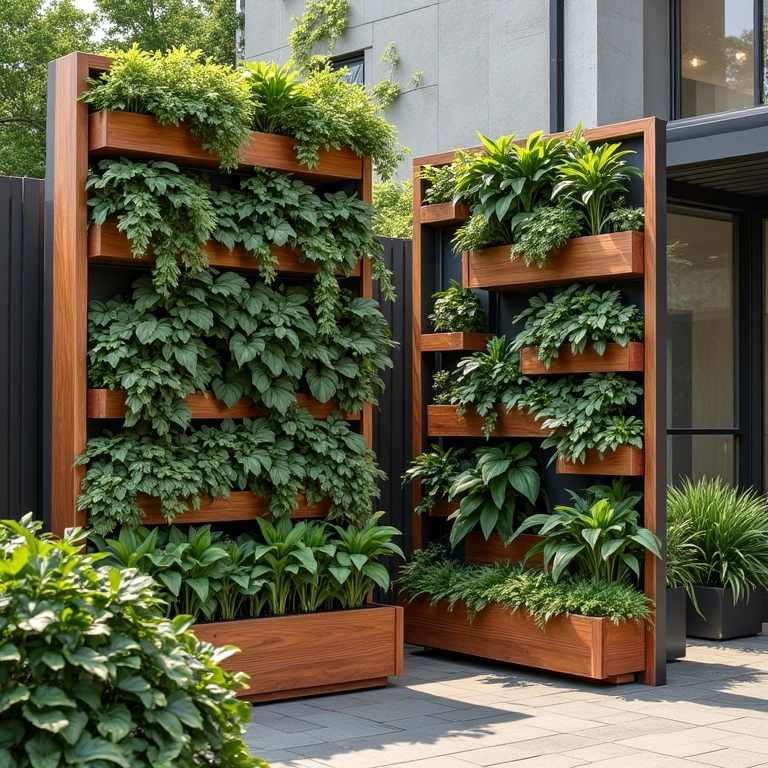 Diferentes tipos de estruturas para jardim vertical em um casamento.