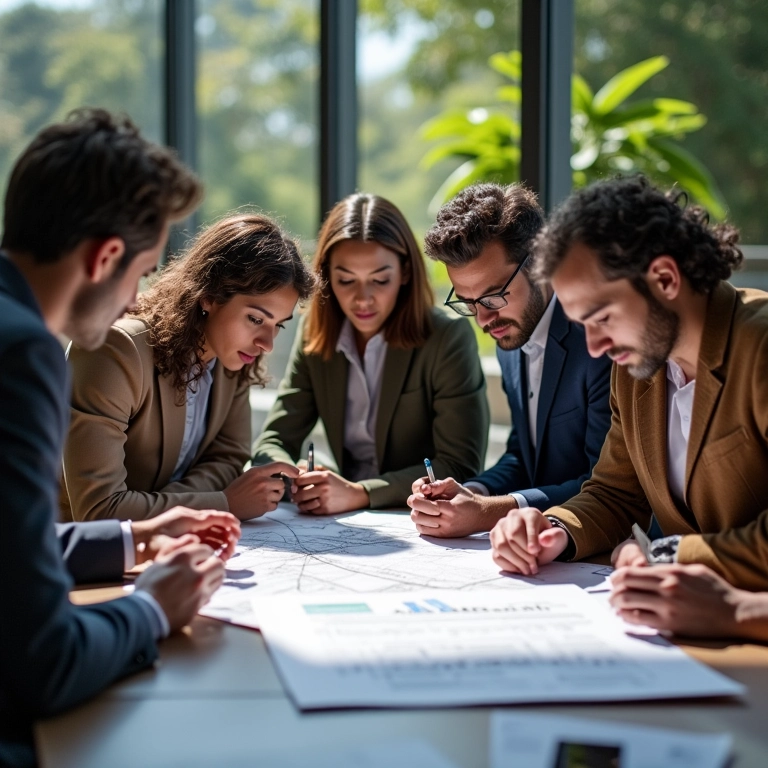 Equipe diversa participa da visita técnica.