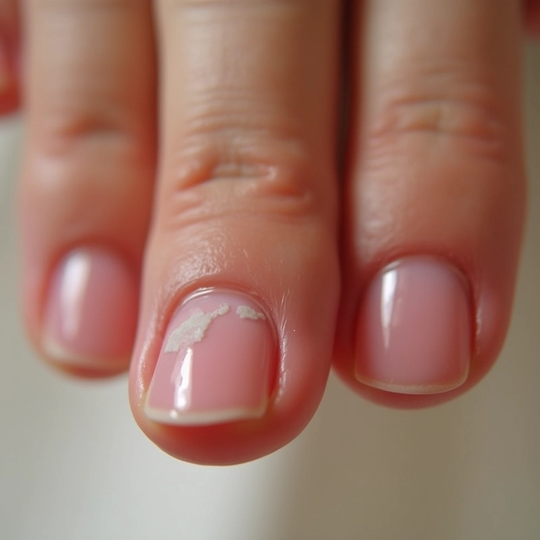 Esmalte descascado nas unhas de uma noiva.