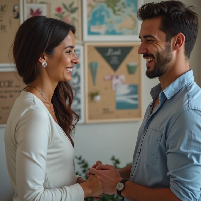 Especialista em casamentos aconselhando um casal.