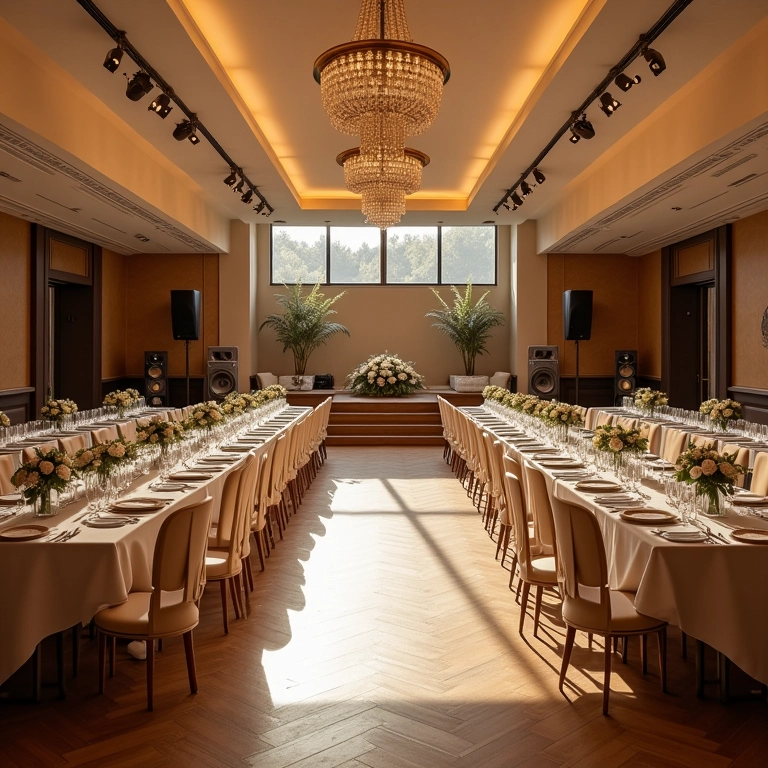 Estrutura completa de um salão de festas para casamento.