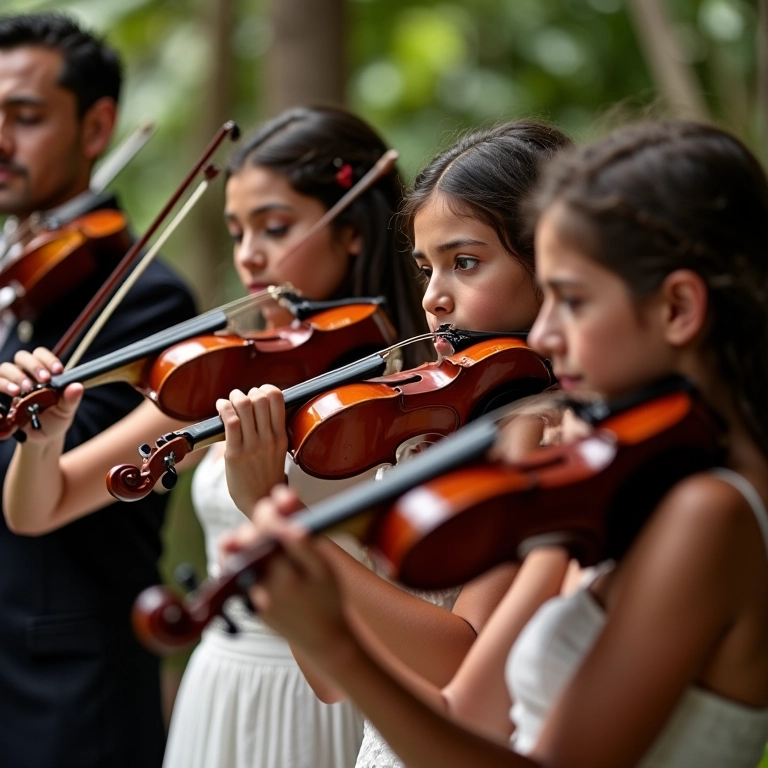 Formações instrumentais variadas em casamento: violino, cello e flauta.