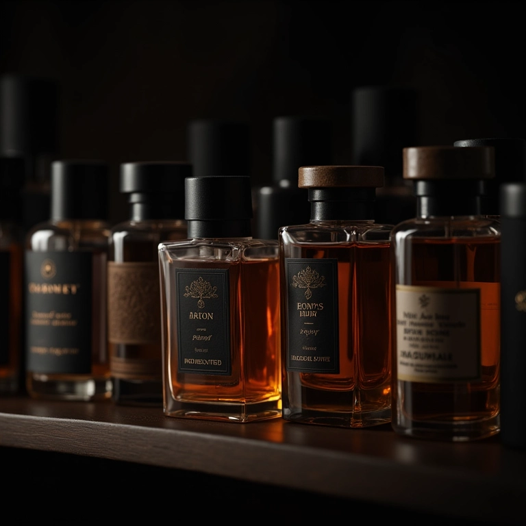 Frascos de perfume armazenados em local fresco e escuro.