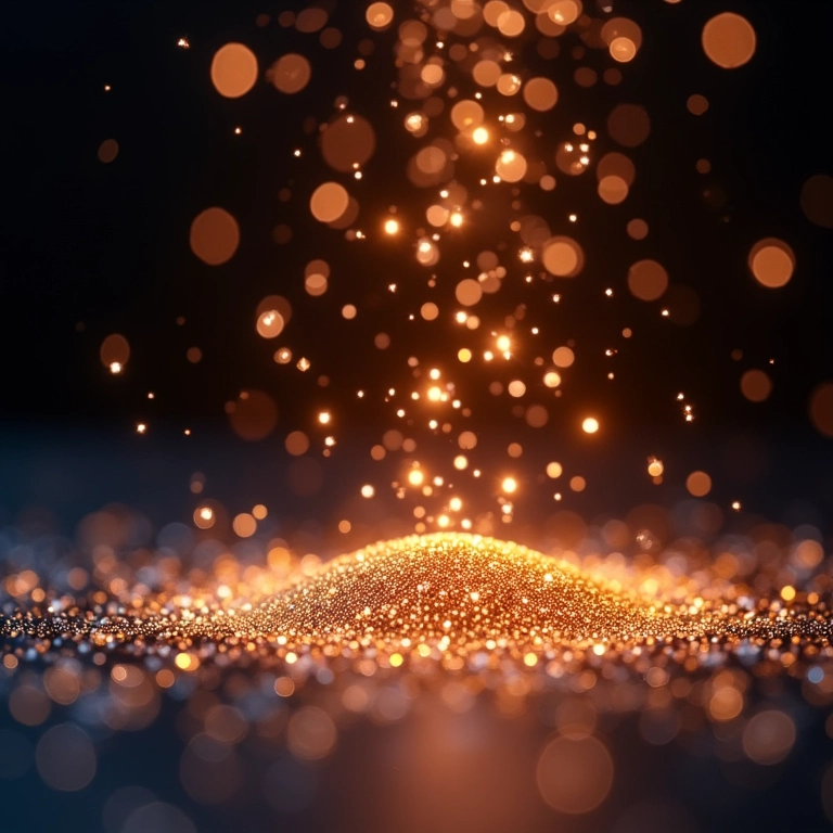 Glitter biodegradável brilhante caindo, detalhe da celebração.