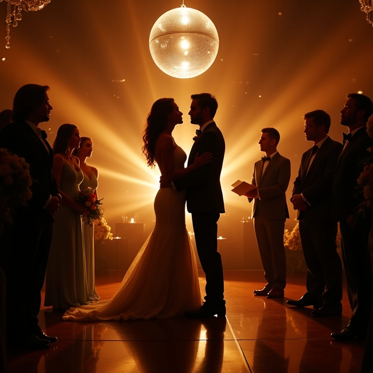 Globo de espelhos sutil na cerimônia de casamento.