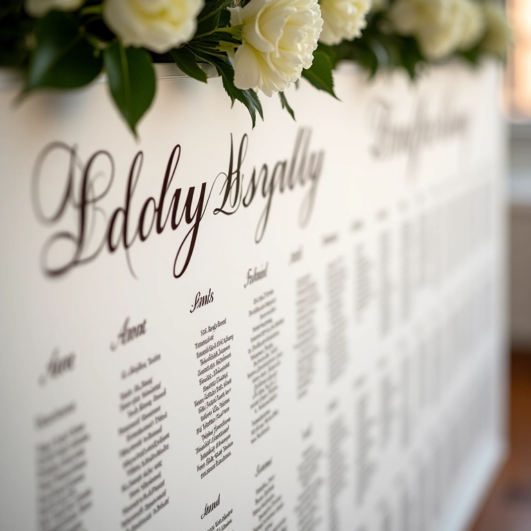 Gráfico de assentos para casamento elegante.