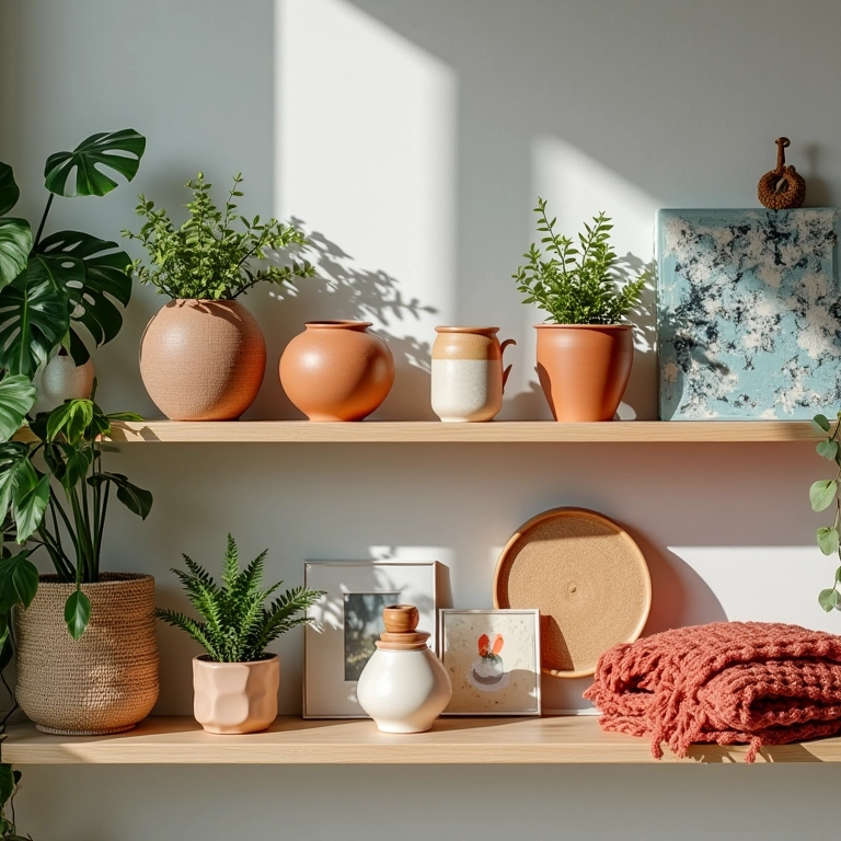 Ideias de presentes de decoração criativos e úteis em prateleira.