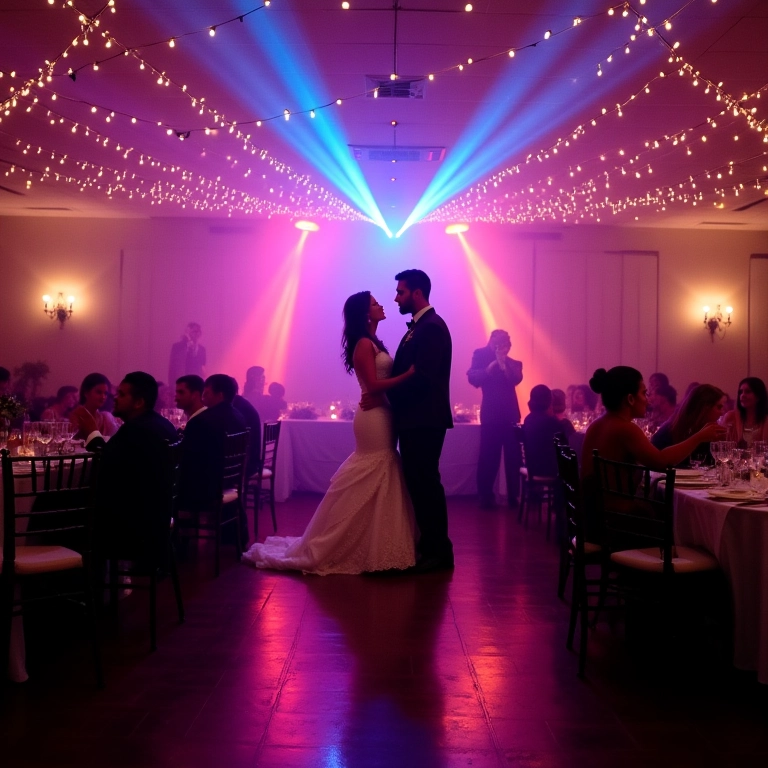 Iluminação colorida para casamento.