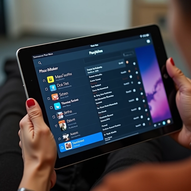 Interface de app de streaming de música com funções de playlist.