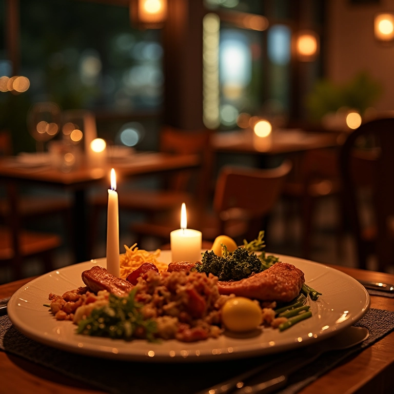 Jantar romântico com gastronomia local em Foz do Iguaçu.