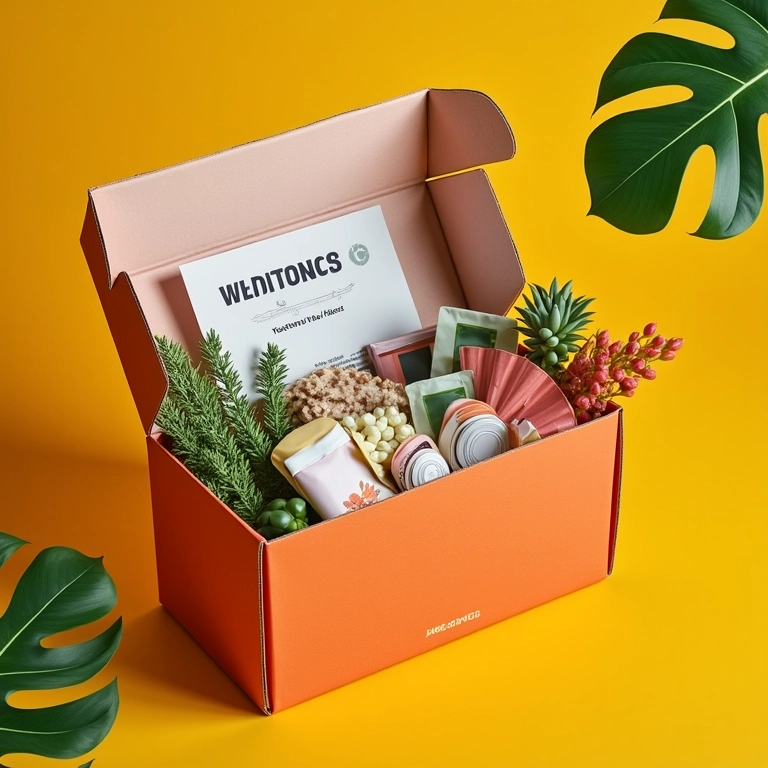 Kit de boas-vindas aberto com pergunta 'O que é?'