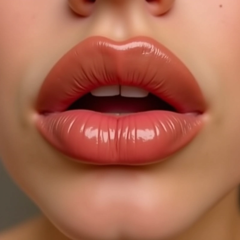 Lábios delicados com batom nude para um visual natural.