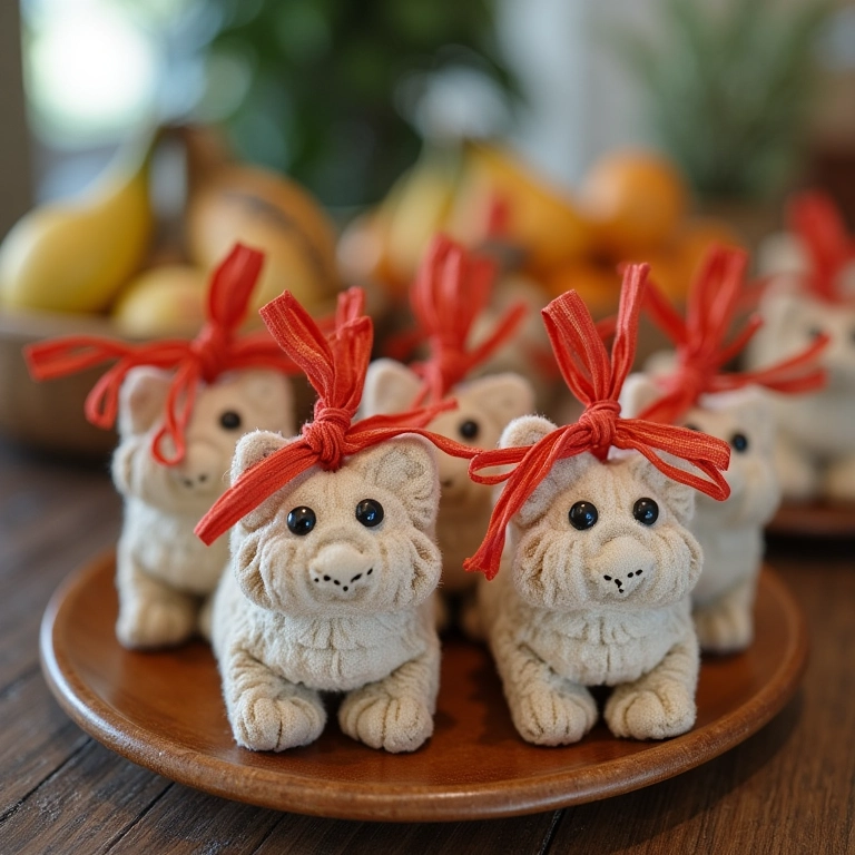 Lembrancinhas únicas e artesanais exibidas de forma criativa.