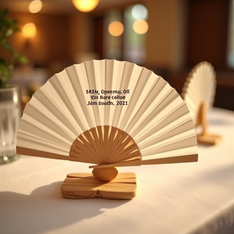 Leques personalizados como lembrancinha de casamento.