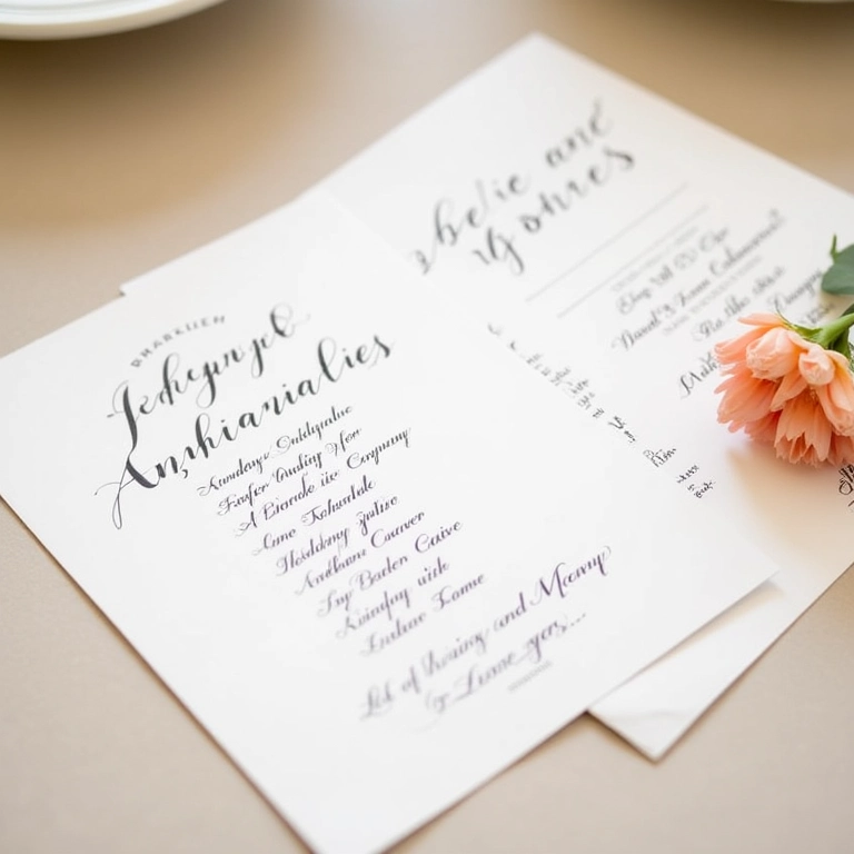 Lista de convidados de casamento com caligrafia moderna.