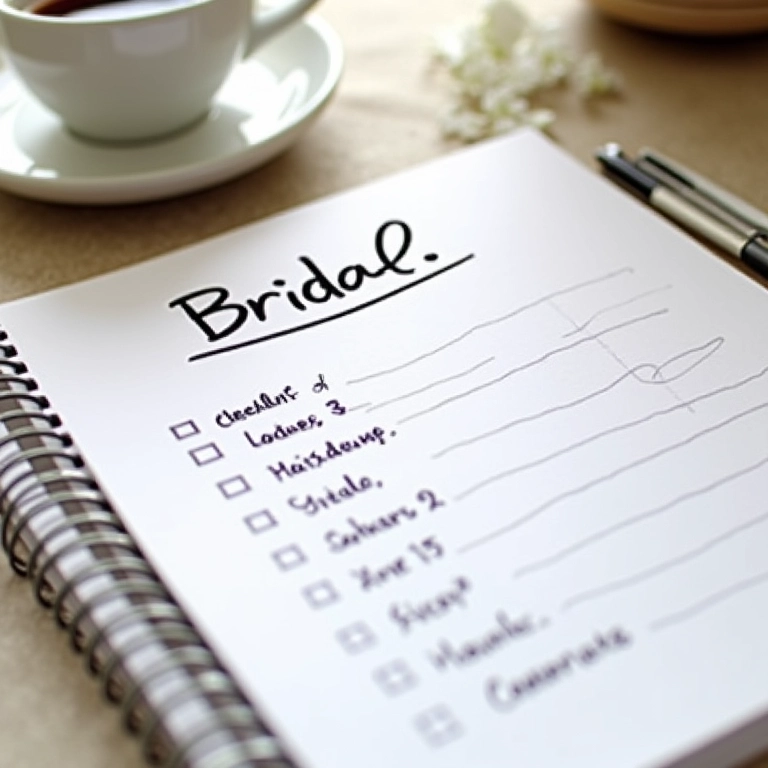 Lista de verificação do casamento em um caderno de planejamento.