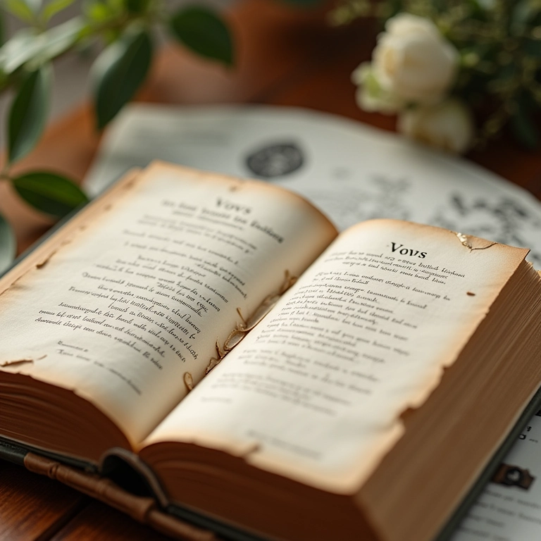 Livro de votos de casamento aberto.