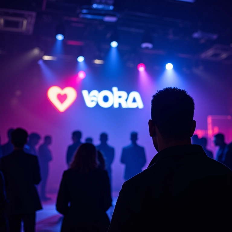 Logotipo de marca integrado à cenografia de um evento.