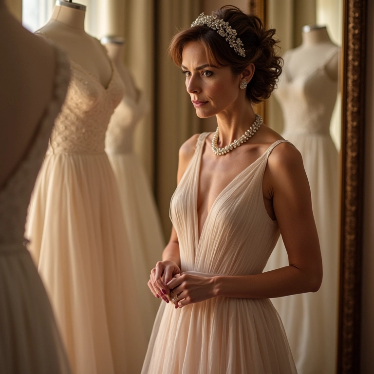 Mãe da noiva escolhendo acessórios para harmonizar com o estilo do casamento.