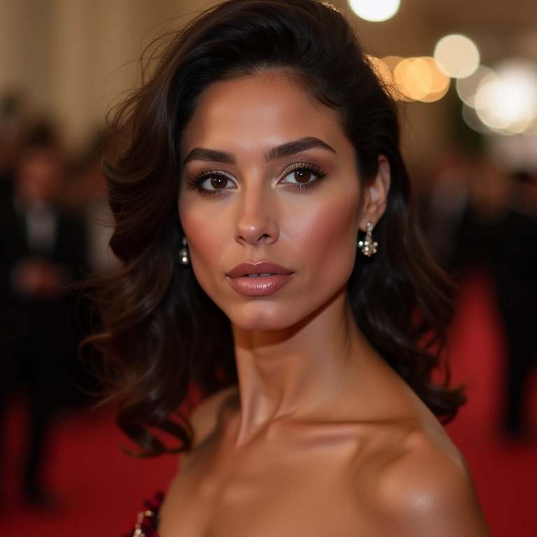 Maquiagem de famosa brasileira no tapete vermelho.