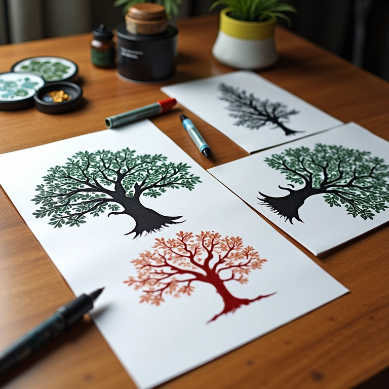 Materiais e inspirações para criar uma árvore de digitais única.