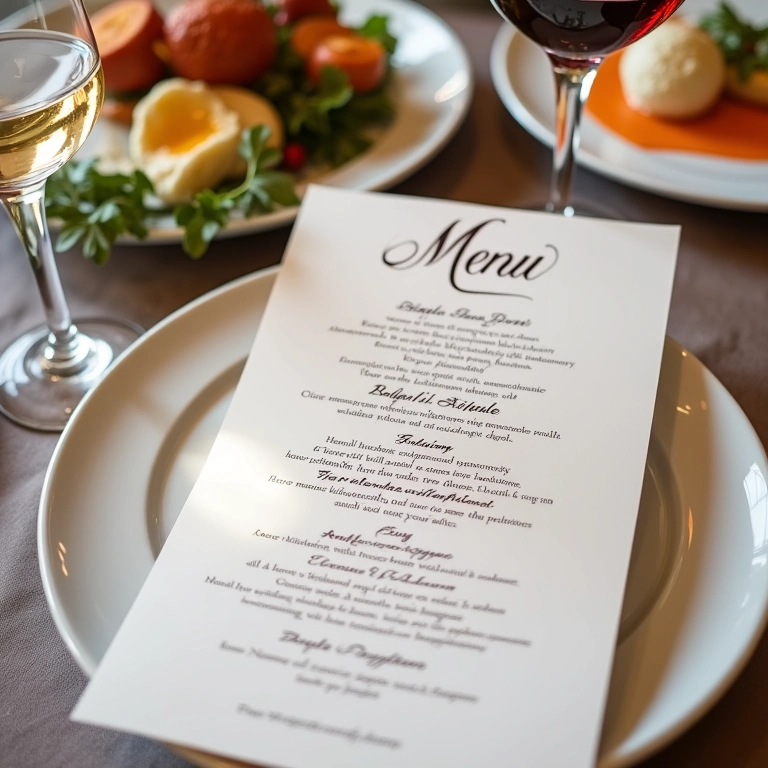 Menu de casamento com experiência gastronômica inesquecível.