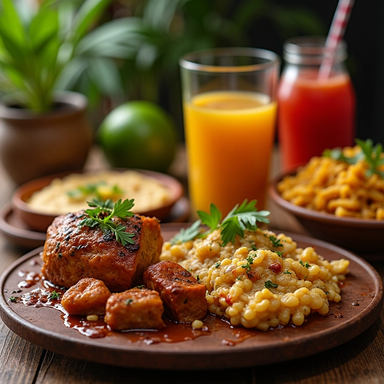 Mesa com comida tradicional da Bahia.
