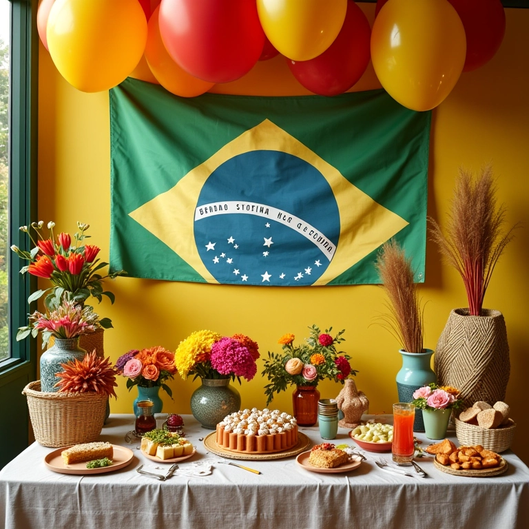 Chá de Cozinha: Dicas Mesa decorada para chá de cozinha com presentes e flores coloridas.