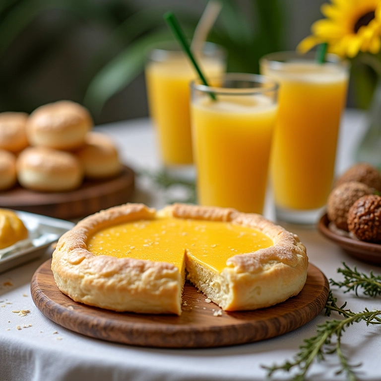 Mesa farta com comidas e bebidas típicas de um chá de cozinha.
