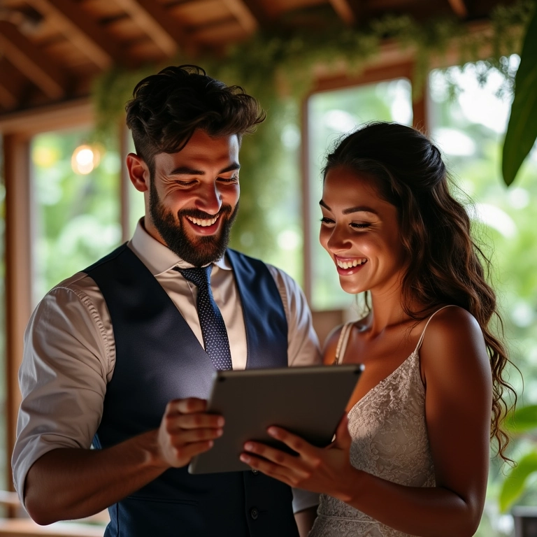 Mestre de cerimônias ajudando a escolher músicas.
