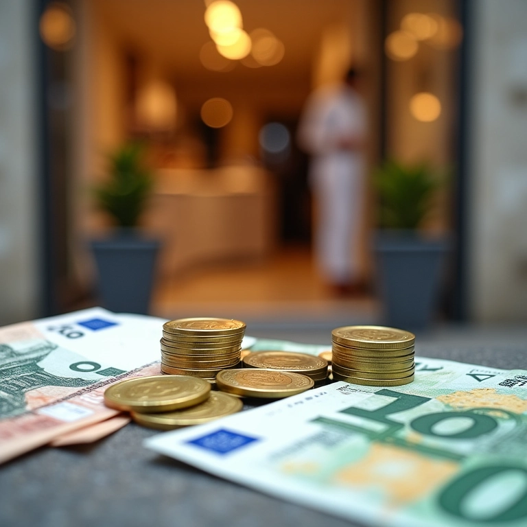 Moedas e notas de euro, a moeda utilizada em St. Barths.