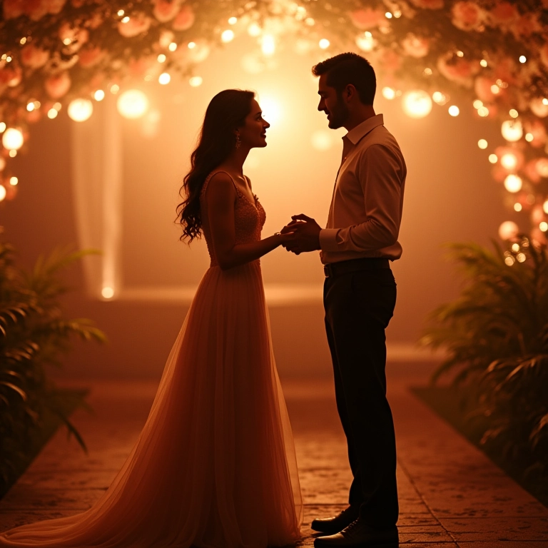 Música ambiente suave criando clima ideal em festa de noivado.