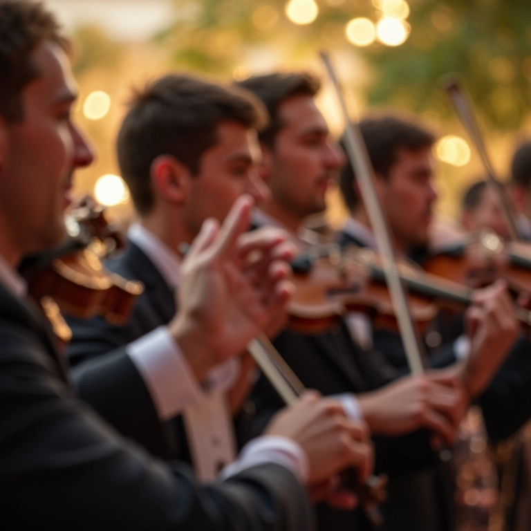 Músicos tocando ao vivo em cerimônia de casamento.