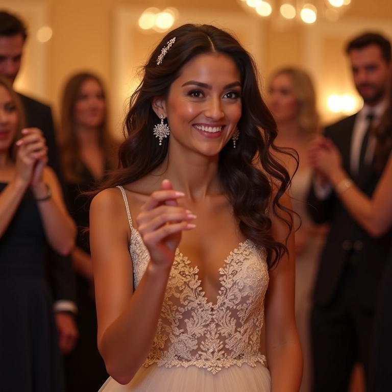 Noiva dançando no casamento com maquiagem intacta.