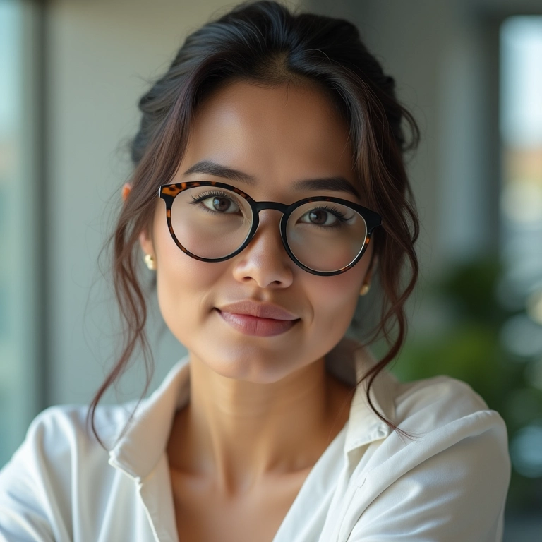 Noiva de óculos usando voilette com estilo e elegância.