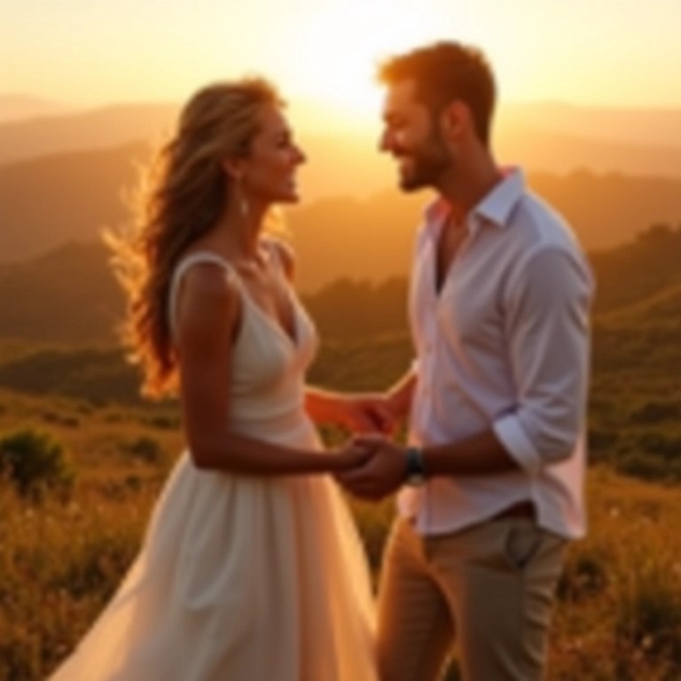 Noiva e noivo boho de mãos dadas em paisagem brasileira.