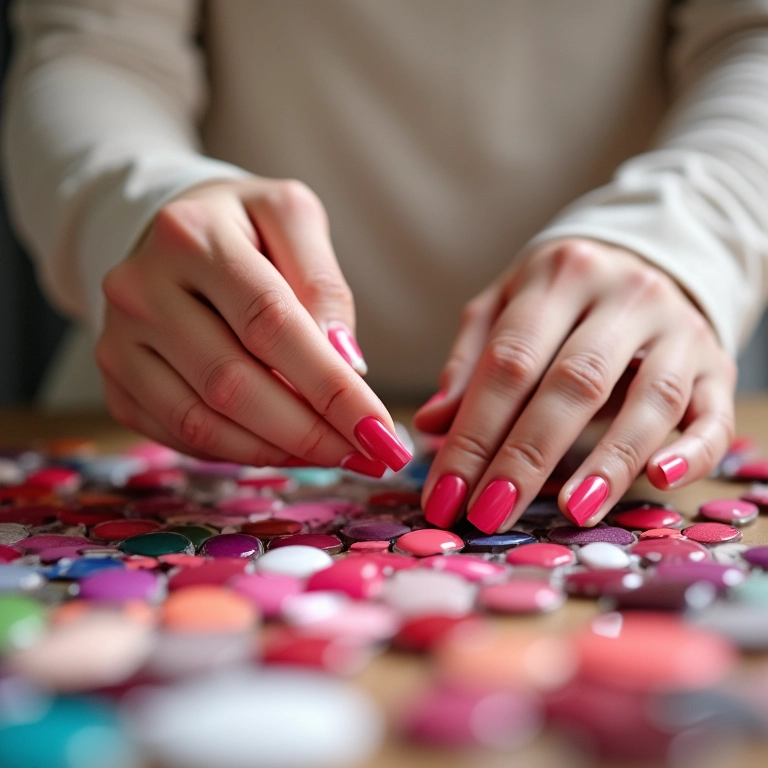 Noiva escolhendo cores de esmalte para o casamento.