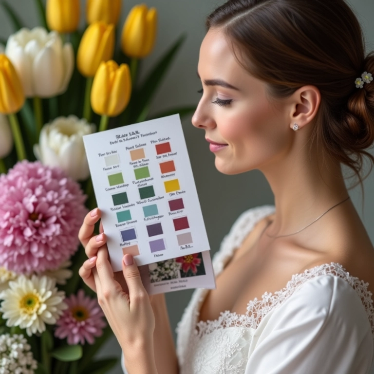 Noiva escolhendo flores nobres.