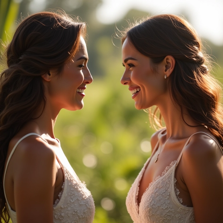 Noiva mostrando os votos de casamento para a melhor amiga.