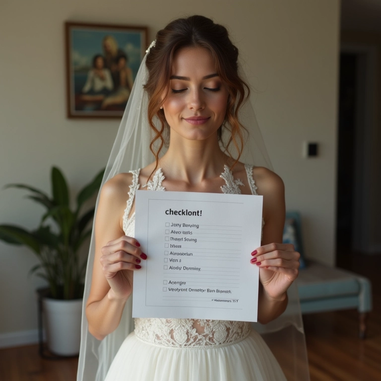 Noiva sobrecarregada com checklist de músicas para casamento.
