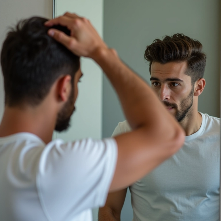 Noivo escolhendo o penteado ideal para o casamento.