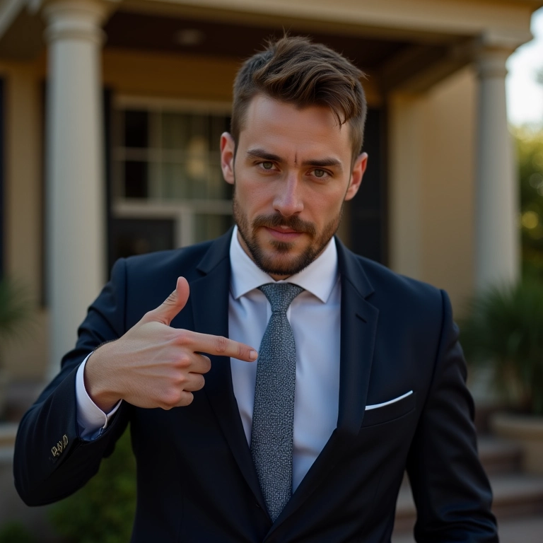 Noivo observando o preço de um terno, destacando a economia.