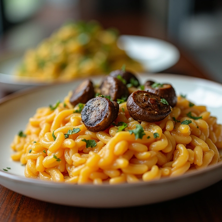 Opções vegetarianas e veganas de risoto com ingredientes frescos.