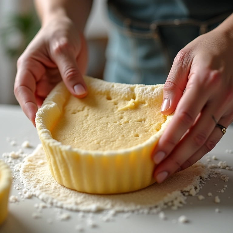 Passo a passo da montagem de um bolo de pano de prato artesanal.