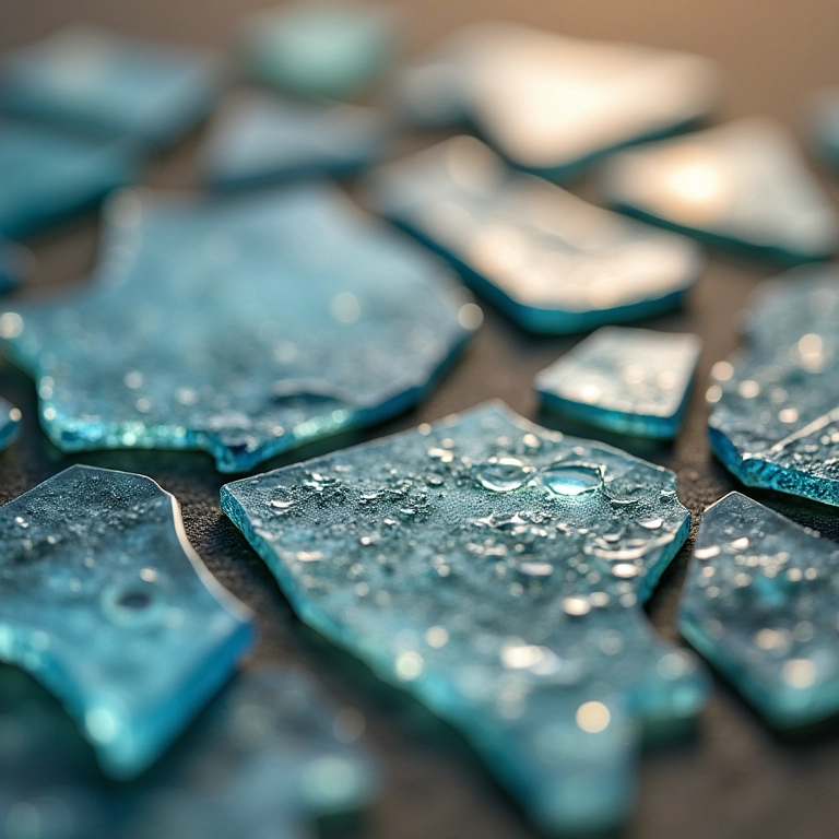 Pedaços de vidro quebrado, simbolizando a quebra do copo em casamento judaico.