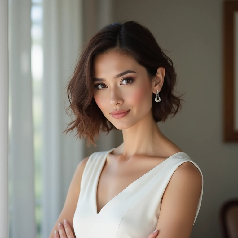 Penteado elegante para mães com cabelos curtos: bob texturizado.